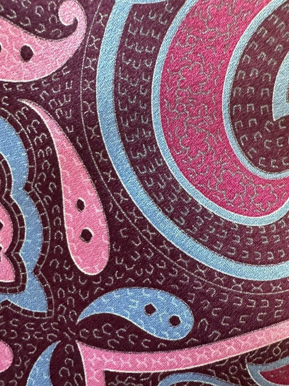 Ermenegildo Zegna Pink Blue Burgundy Paisley Tie